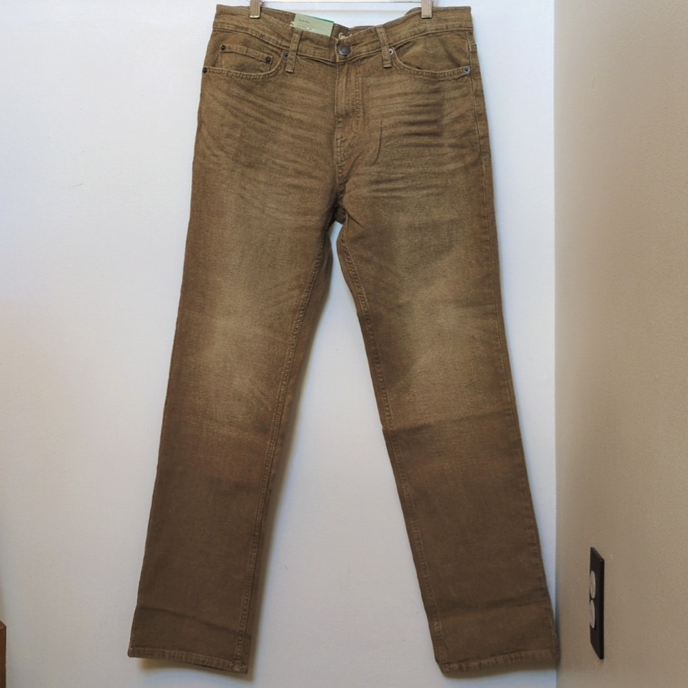 NEW Men's 34x34 Regular Straight Leg Jeans Goodfellow Western Dark Sand Brown 34